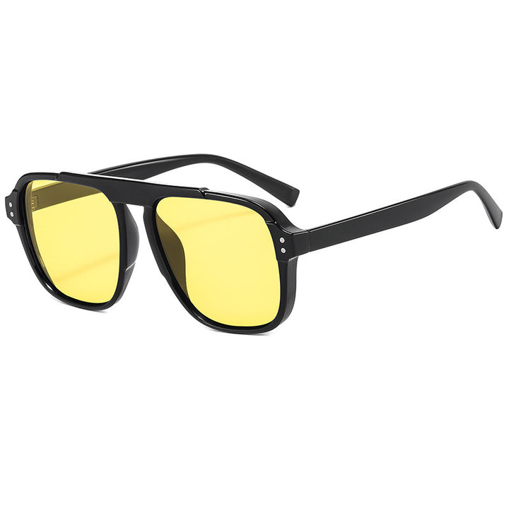Dame geometrisk solbrille med polarisert gult glass Luvikno