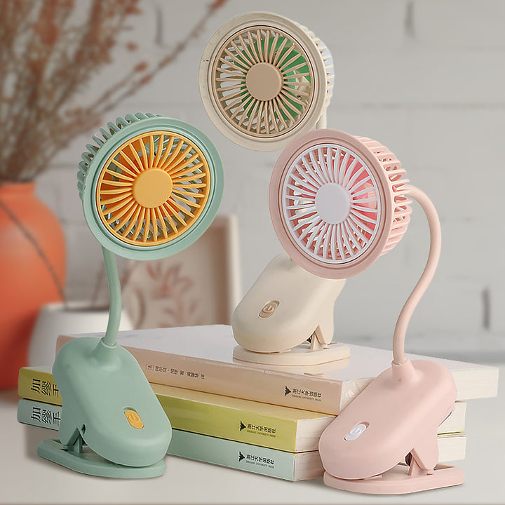 Lettisk fleksibel justerbar klem lampe med viftefunksjon Skanto