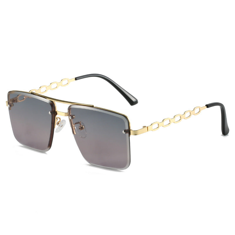 Dame Kvadratisk Solbrille med elegant Kjede Struktur Luvikno