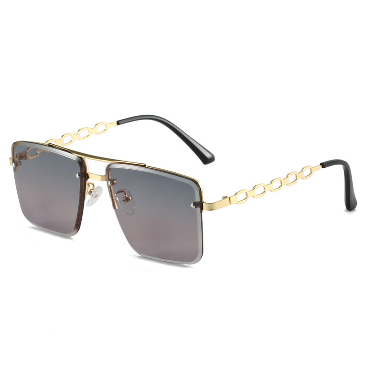 Dame Kvadratisk Solbrille med elegant Kjede Struktur Luvikno