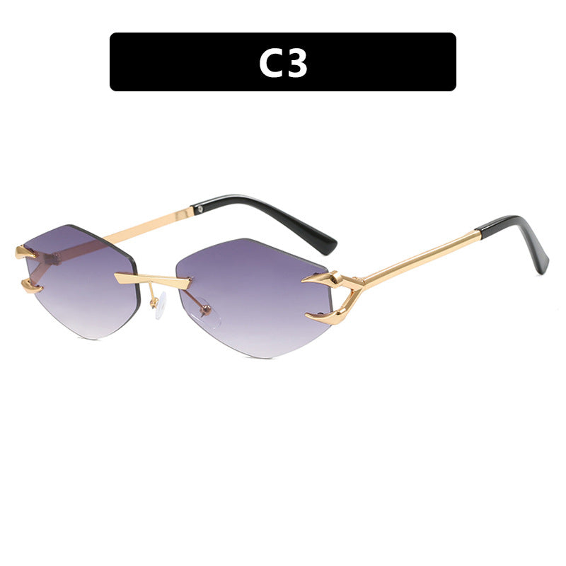 Dame ekstravagant hexagonal solbrille med innovativ ramme og UV-beskyttelse Luvikno