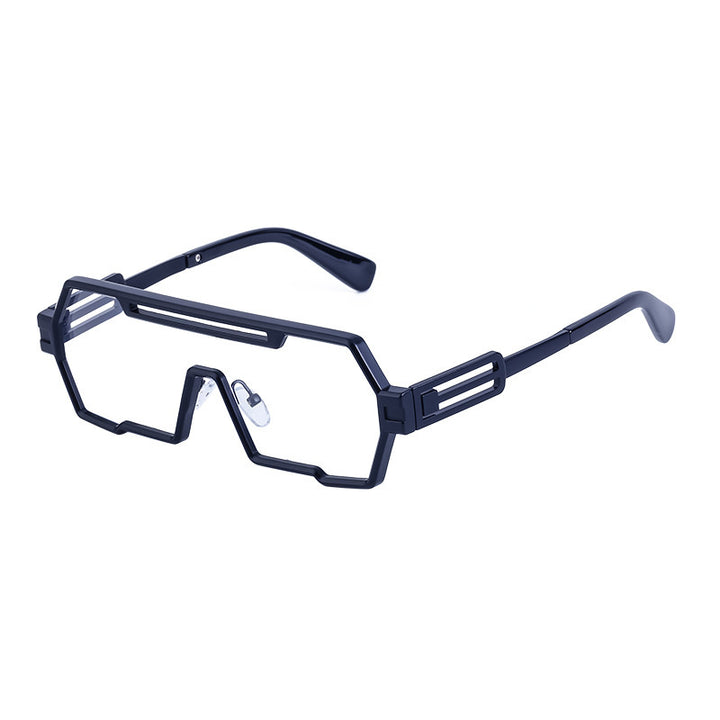 Dame motorisert solbrille i futuristisk design med bred ramme Luvikno