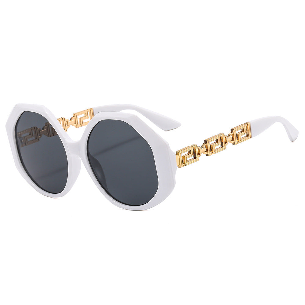 Dame oversized solbrille med iøynefallende oktagonal design Luvikno