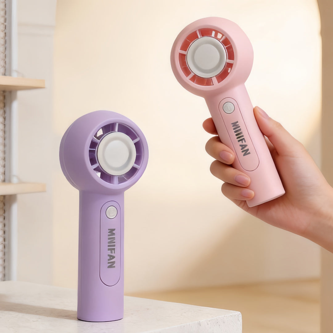 Dame Bærbar Mini-vifte med USB-ladefunksjon og ergonomisk håndtak Luvikno