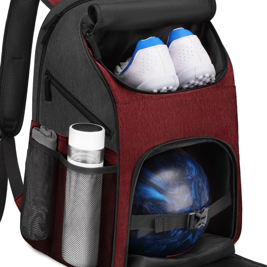 Unisex sporty ryggsekk med spesielle rom for sko og bowlingball Luvikno