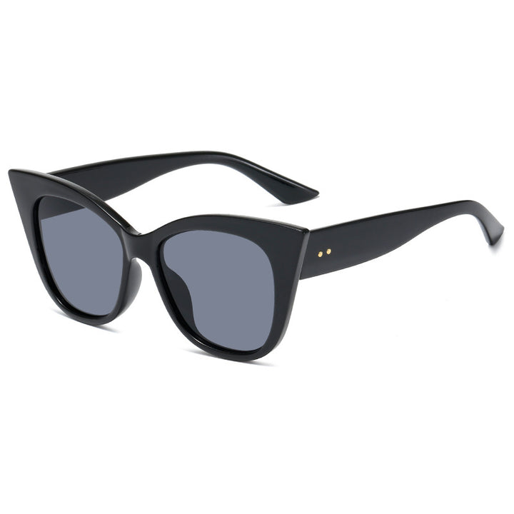 Dame ekstravagante Cat-Eye-solbriller med speilreflekterte linser Luvikno