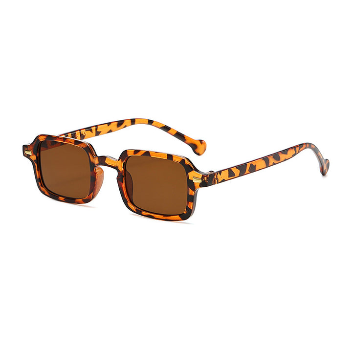 Dame geometrisk solbrille med trendy dyreprint Luvikno