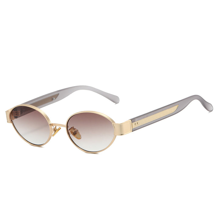 Dame solbrille i moderne, ovale ramme med harmonisk fargekombinasjon Luvikno