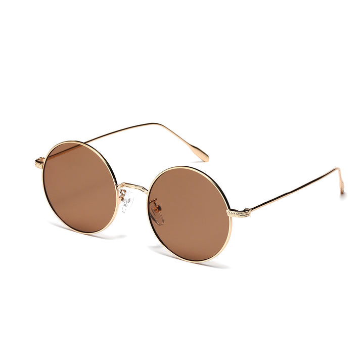 Dame rund moteriktig solbrille med glamorøs ramme Luvikno