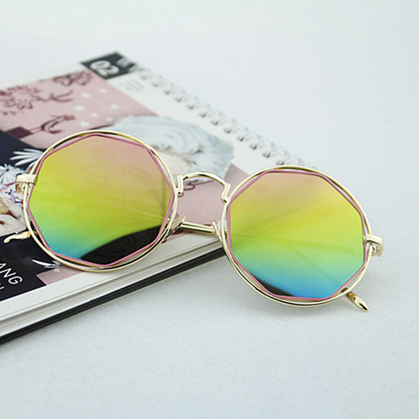 Dame Mote Åttekantet Solbrille med speilglass Luvikno