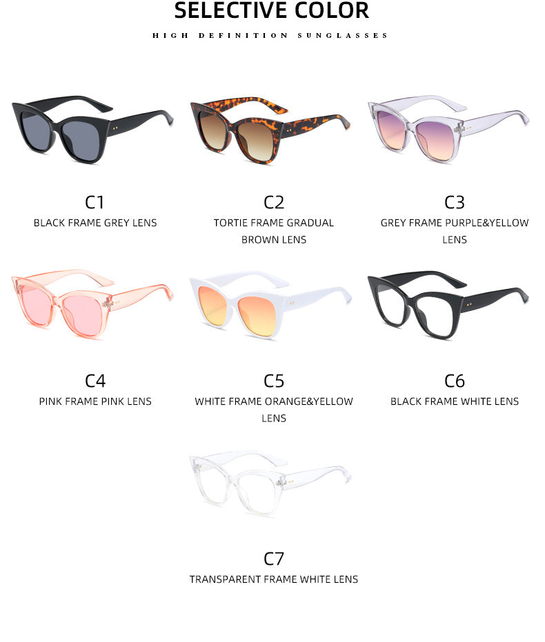 Dame ekstravagante Cat-Eye-solbriller med speilreflekterte linser Luvikno
