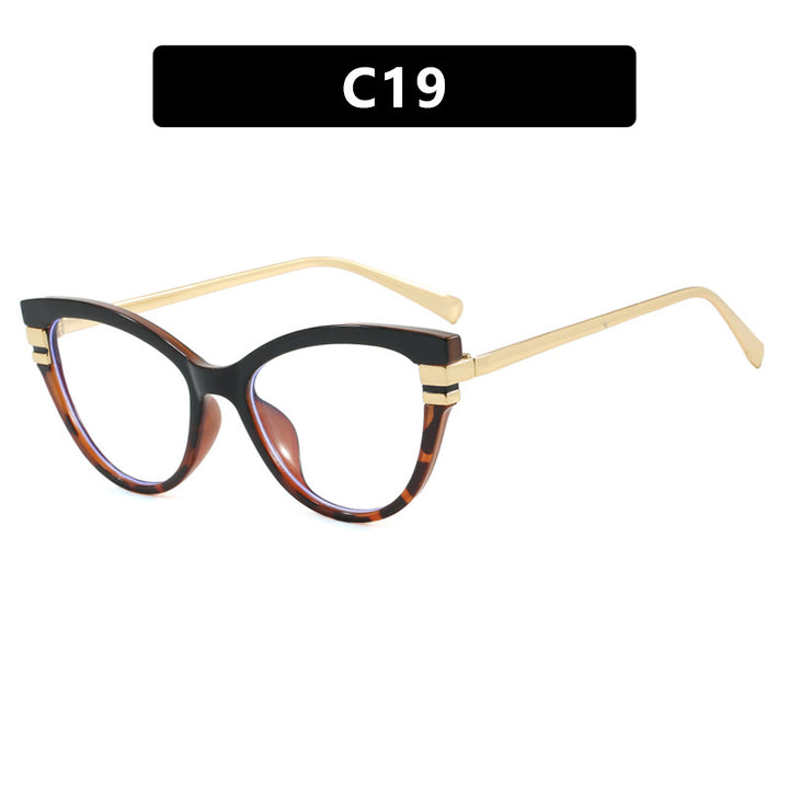 Dame Cat-Eye solbriller med elegant plastramme og gullaccentuer Luvikno