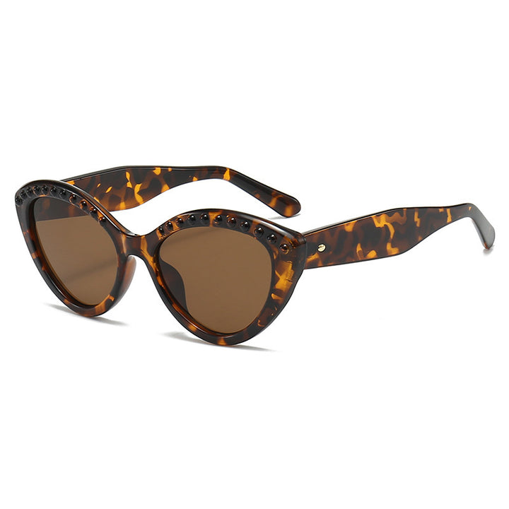 Dame Cat-Eye solbriller med glitrende detaljer Luvikno