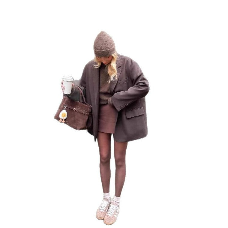 Luvik | Naisten Ylikokoinen Bleiseri pehmeästä villasekoitteesta