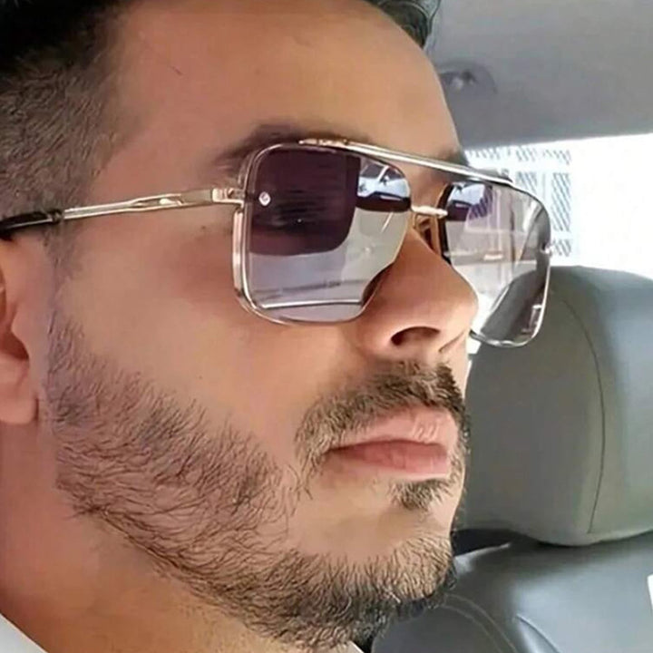 Dame kvadratisk solbrille med beskyttende glass og moderne metallramme Luvikno