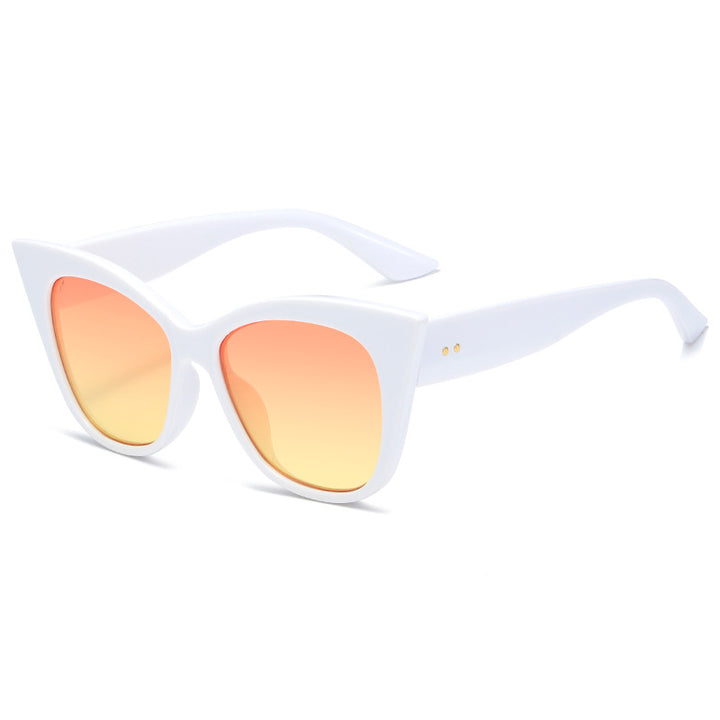 Dame ekstravagante Cat-Eye-solbriller med speilreflekterte linser Luvikno