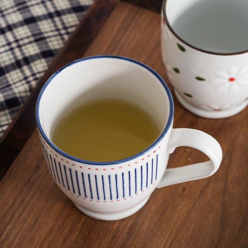 Japansk Natur Tematiserte Keramiske Glaserte Håndmalte Tekopper | Luvikno