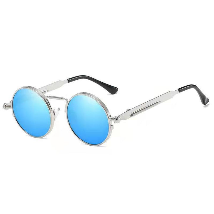 Dame Runde Metall-solbrille med speilte linser Luvikno