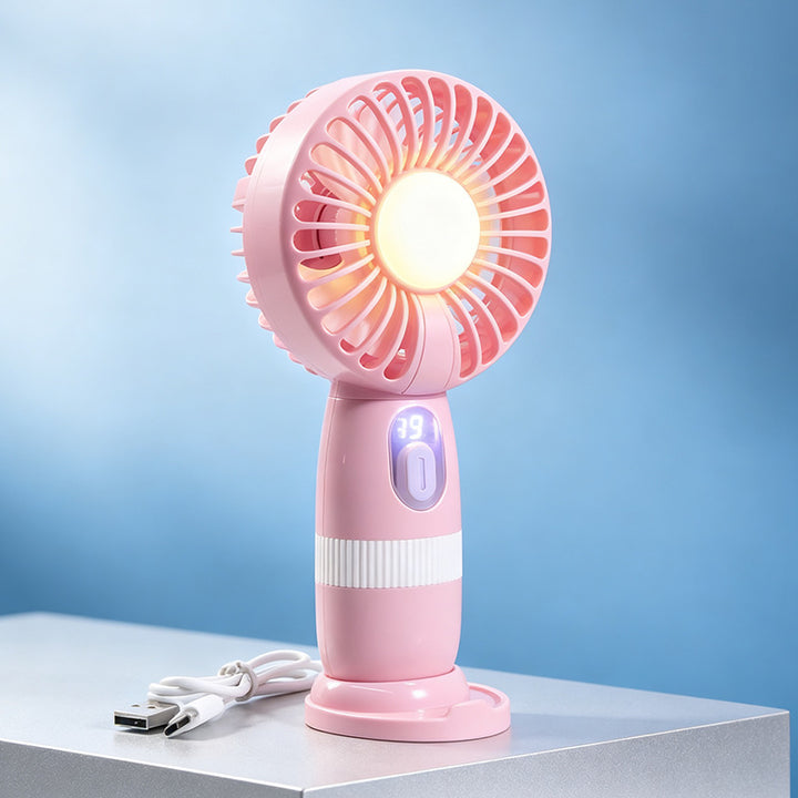 Dame bærbar mini vifte med integrert LED-lys Luvikno