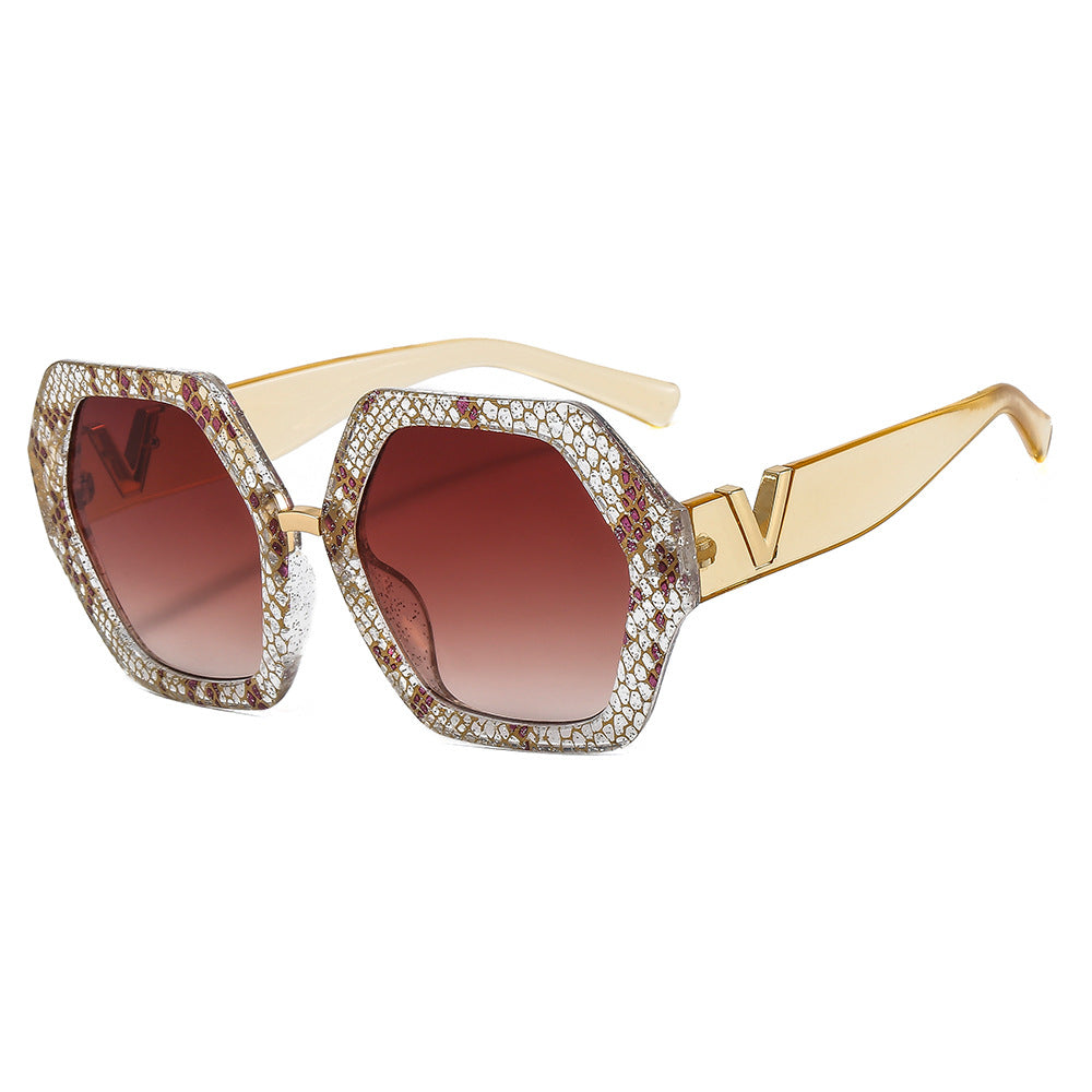 Dame elegant solbrille med glitrende ramme Luvikno