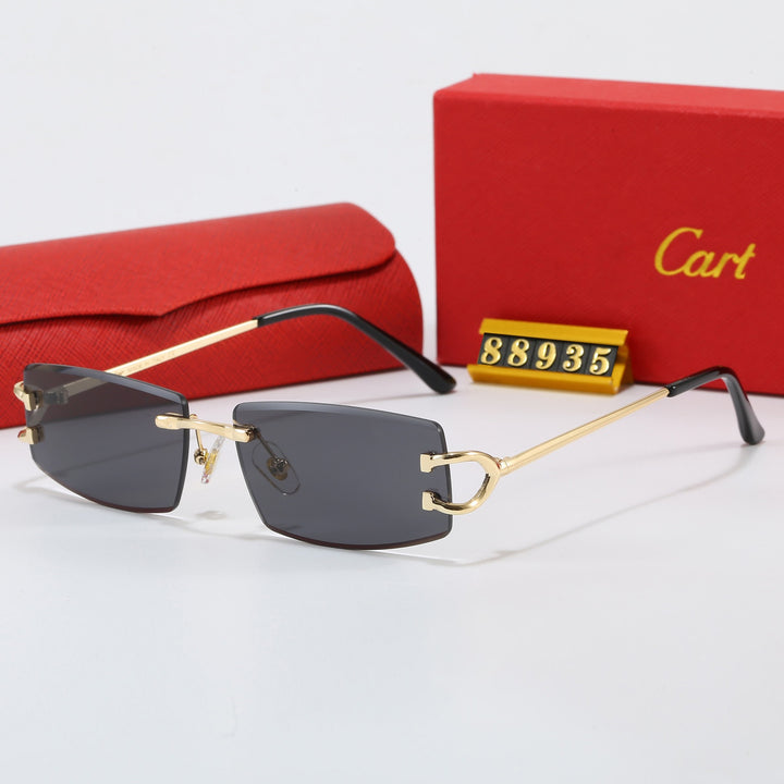Dame Elegant Minimalistisk Solbrille med unike Metalldetaljer Luvikno