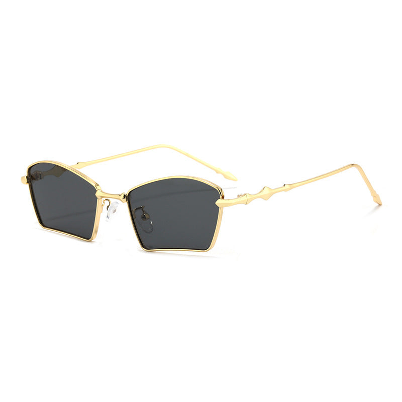 Dame trendy solbriller med geometrisk ramme og gradientlinser Luvikno