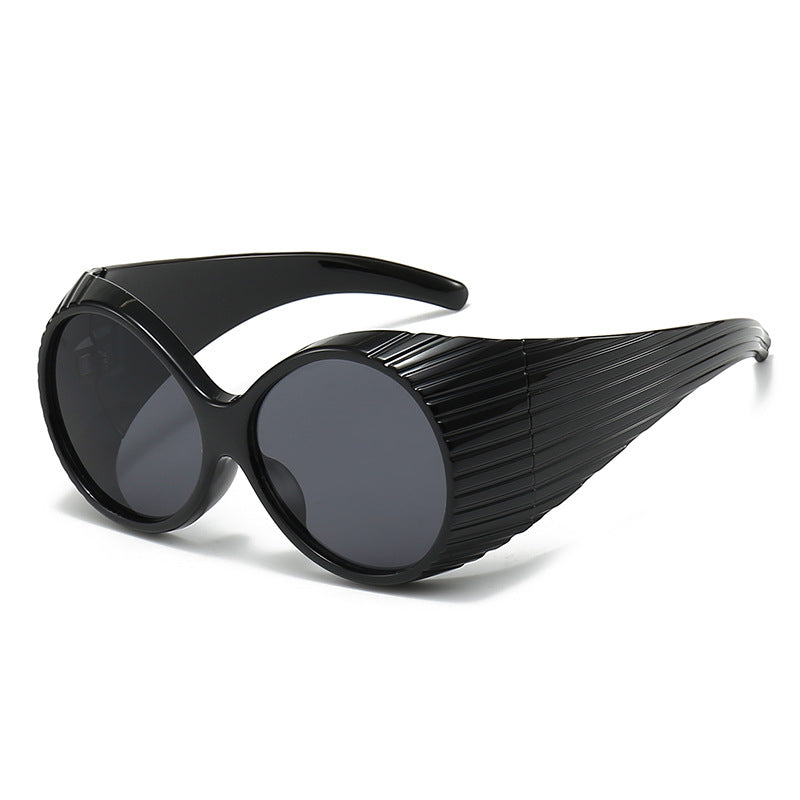 Dame Oversized Cat-Eye Solbriller med stilig, strukturert ramme Luvikno