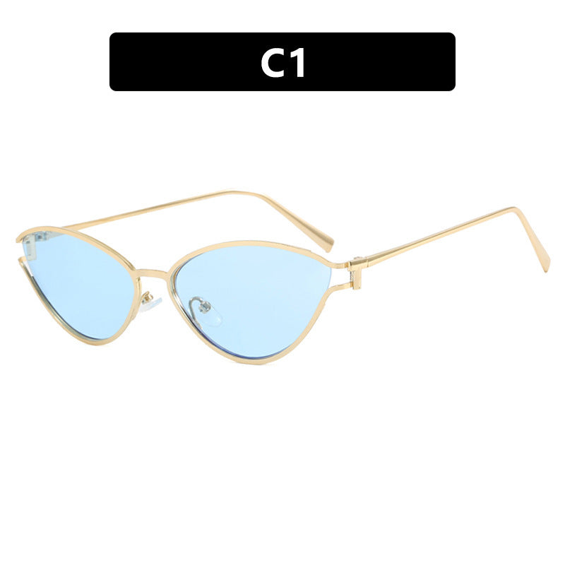 Dame Cat-Eye solbriller i elegant gullramme Luvikno