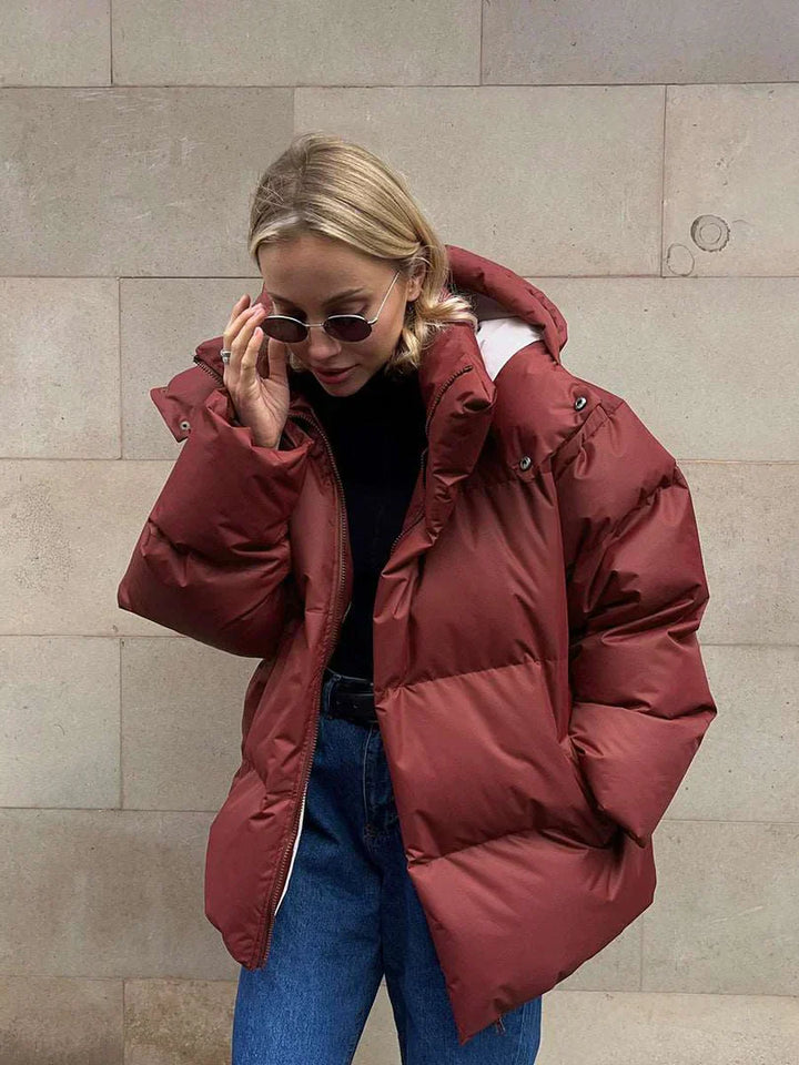 Luvik | Dames Puffer-jakke - Brun - Varm Vinterjakke - Komfortabel