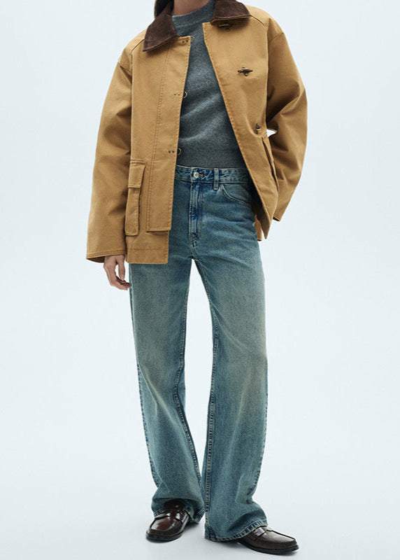 Luvik | Corduroy Kragearbeid Canvas Jakke
