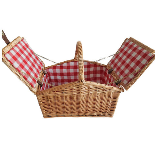 Dames piknikkurv med aftagelige rum og klassisk gingham-mønster Luvikno