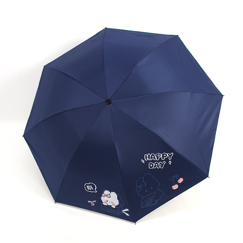 Damefoldingparaply med leken design og munter Luvikno motiv