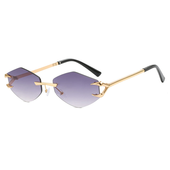 Dame ekstravagant hexagonal solbrille med innovativ ramme og UV-beskyttelse Luvikno