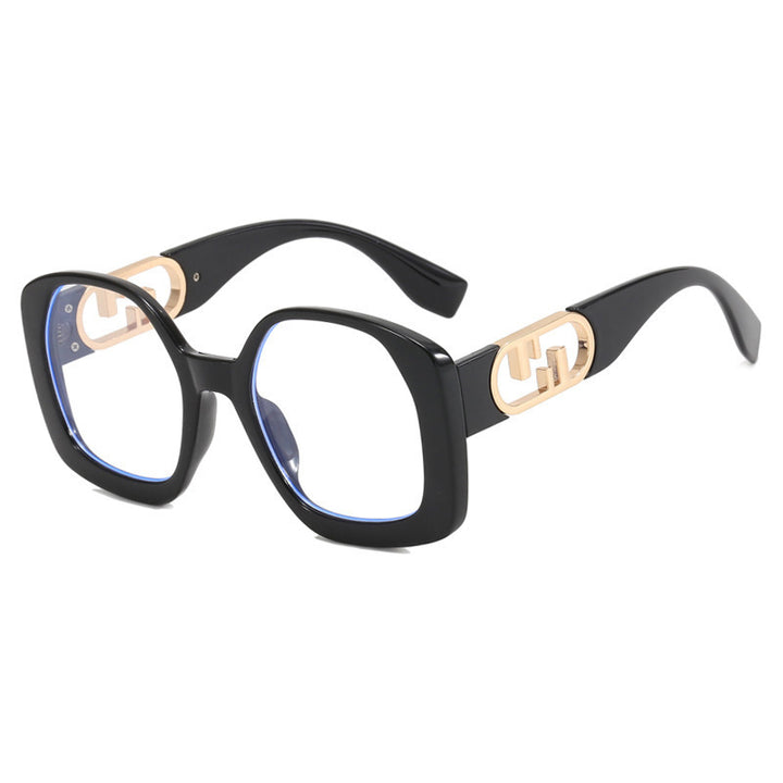 Dame oversized solbriller med ekstravagant geometrisk ramme og elegante detaljer Luvikno