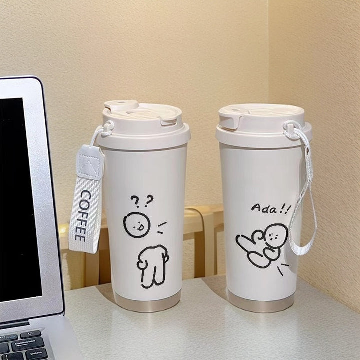 Dame isolerende drikkeflaske med praktisk klappdeksel og sjarmerende Hello Kitty-design Luvikno