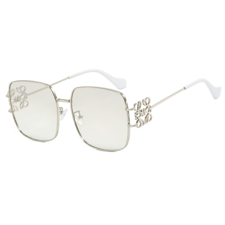 Dame kvadratisk solbrille med filigran design og luksuriøs metallramme Luvikno
