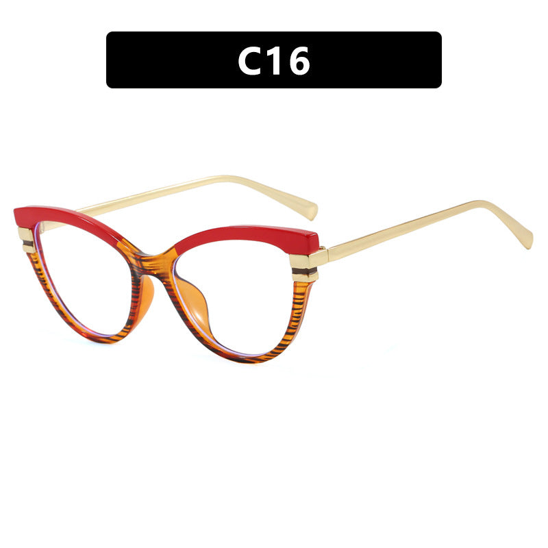 Dame Cat-Eye solbriller med elegant plastramme og gullaccentuer Luvikno