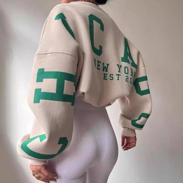 Dame avslappet oversized genser med kontrasterende ermer Luvik