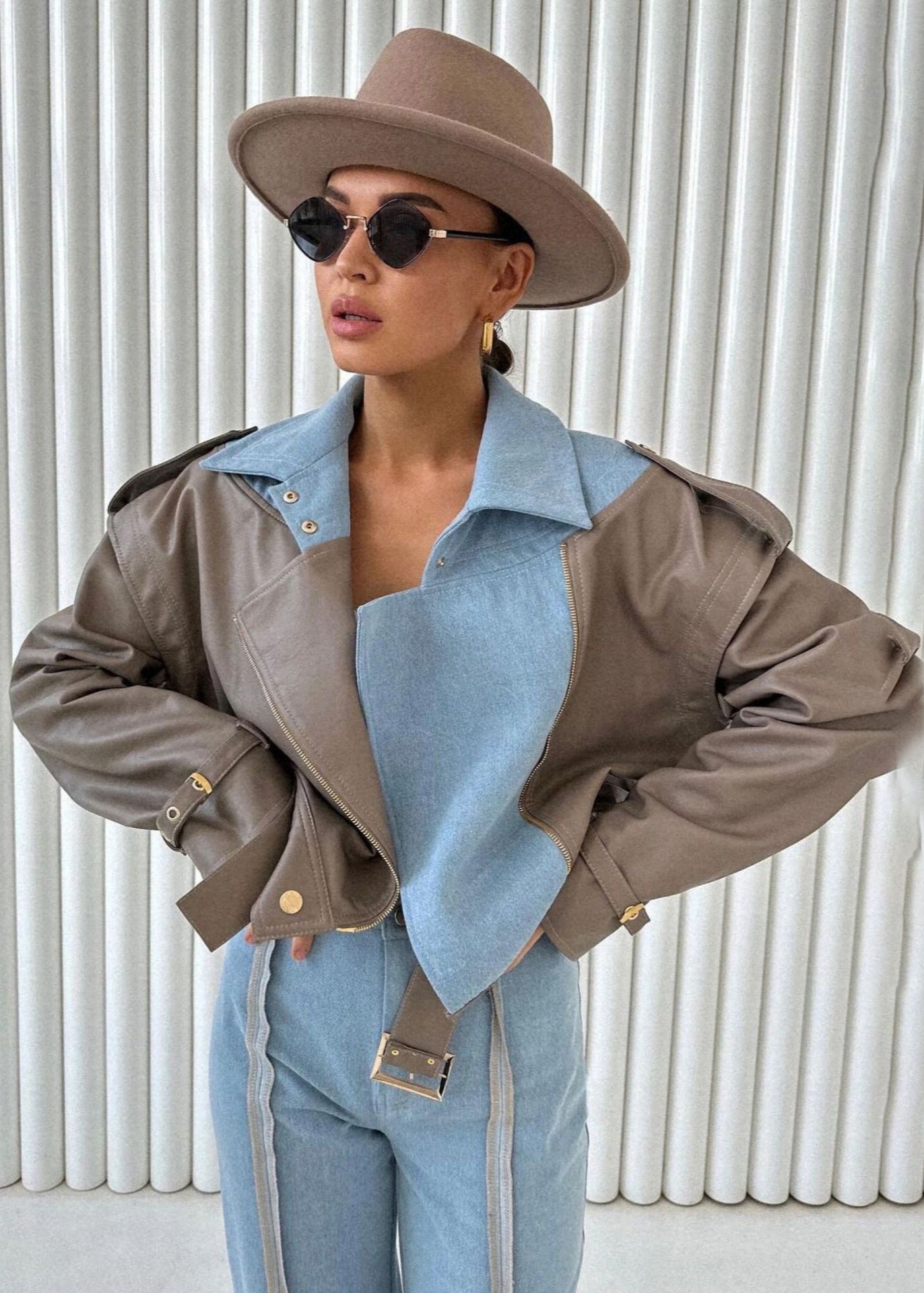 Luvik | Kaksivärinen keinonahkatakki