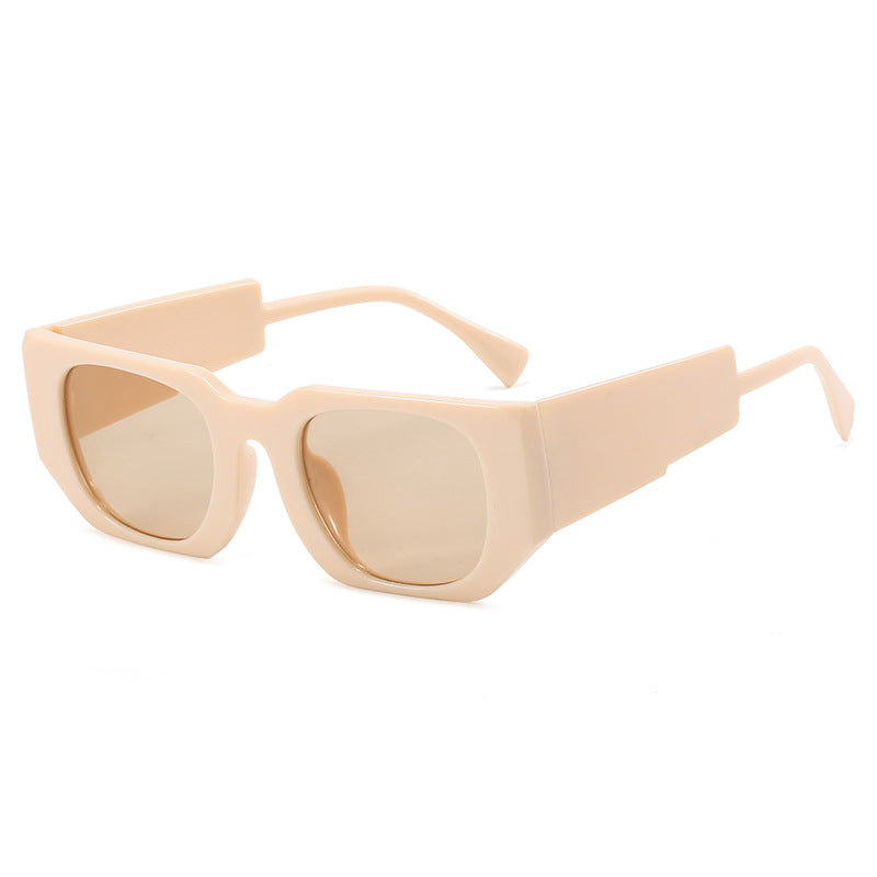 Dame geometrisk oversized solbrille med bredt design Luvikno