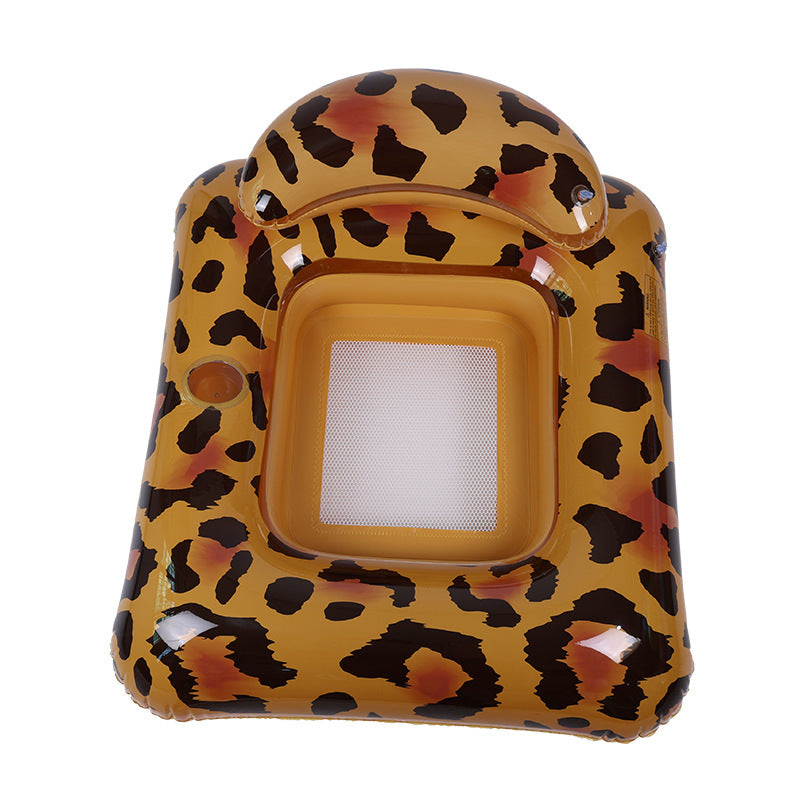 Unisex oppblåsbar leopard svømmebånd med integrert drikkeholder Luvikno