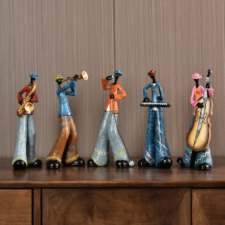 Resin Jazz Band Figurine - Vintage Music Decor Statue | Luvikno