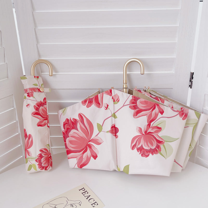 Dame elegant foldbar paraply med fruktig design Luvikno