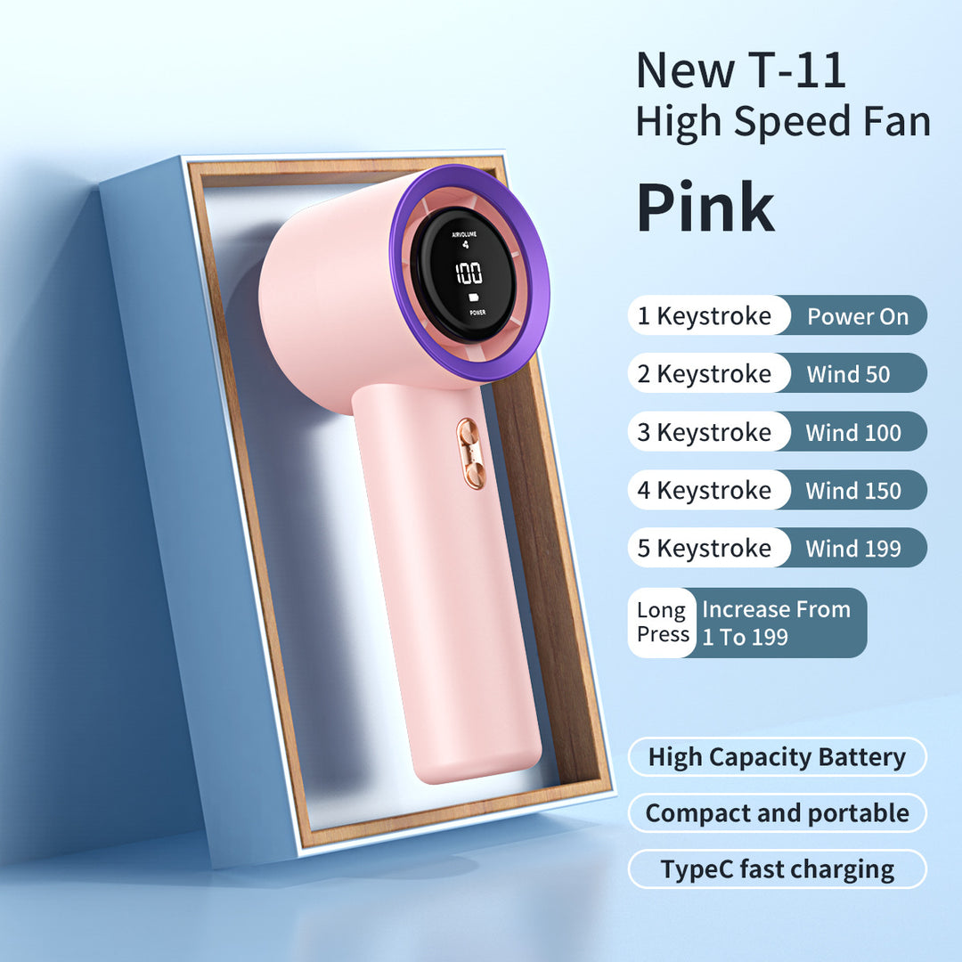 Unisex nan høy ytelse kompakt oppladbar håndholdt vifte med digital hastighetsvisning Luvikno
