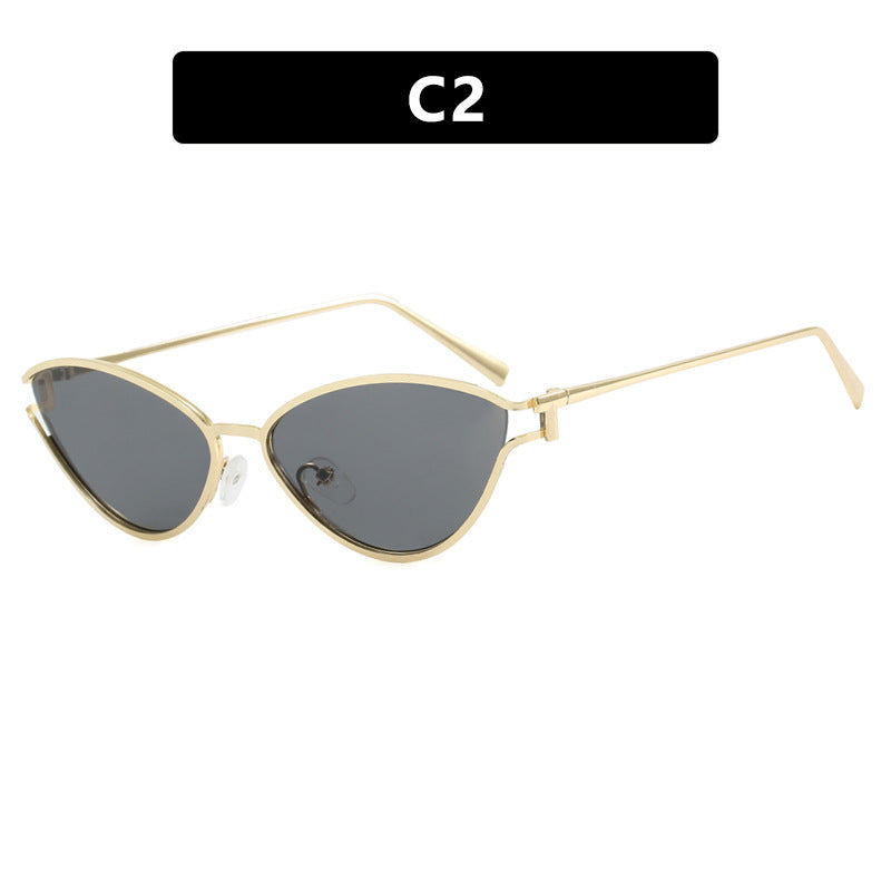 Dame Cat-Eye solbriller i elegant gullramme Luvikno