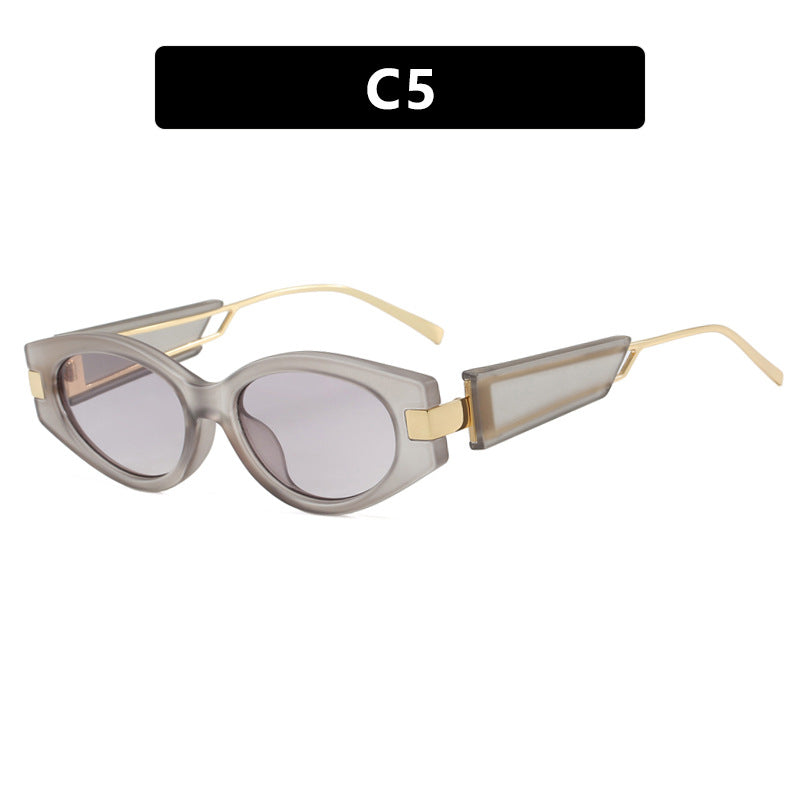 Dame elegant Cat-Eye solbriller med gullige detaljer Luvikno