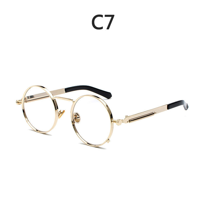 Dame Runde Metall-solbrille med speilte linser Luvikno