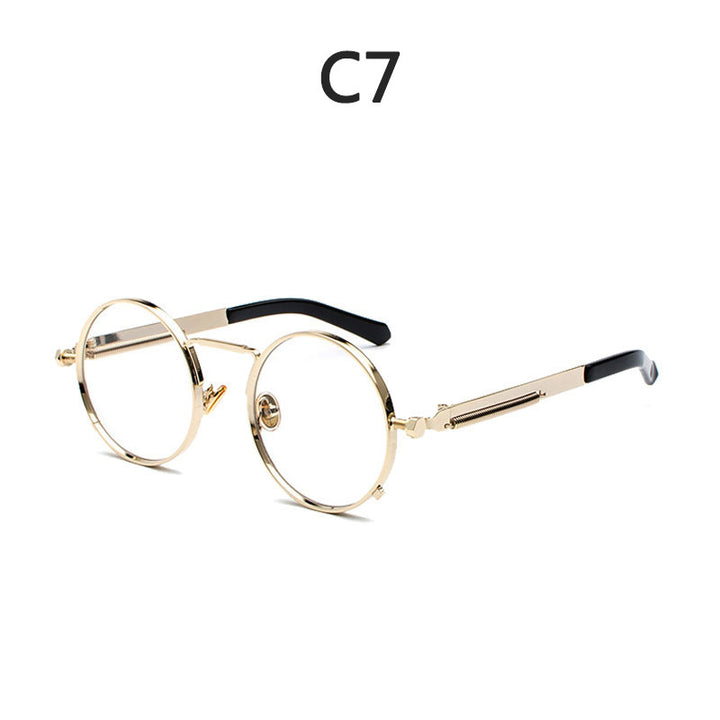 Dame Runde Metall-solbrille med speilte linser Luvikno