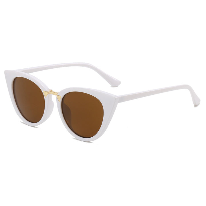 Dame Cat-Eye solbrille med elegant gull detaljer Luvikno