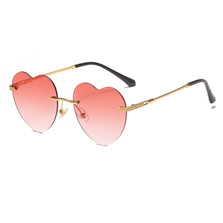 Dame hjerteformet solbrille med speilglass og gullramme Luvikno